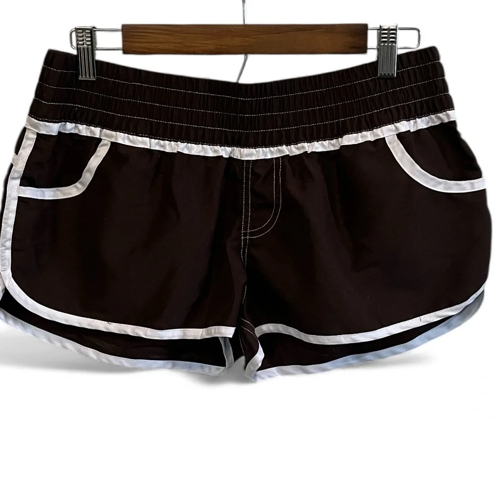 VINTAGE Y2K HOBIE ATHLETIC SHORTY SHORTS BROWN WHITE SIZE XL